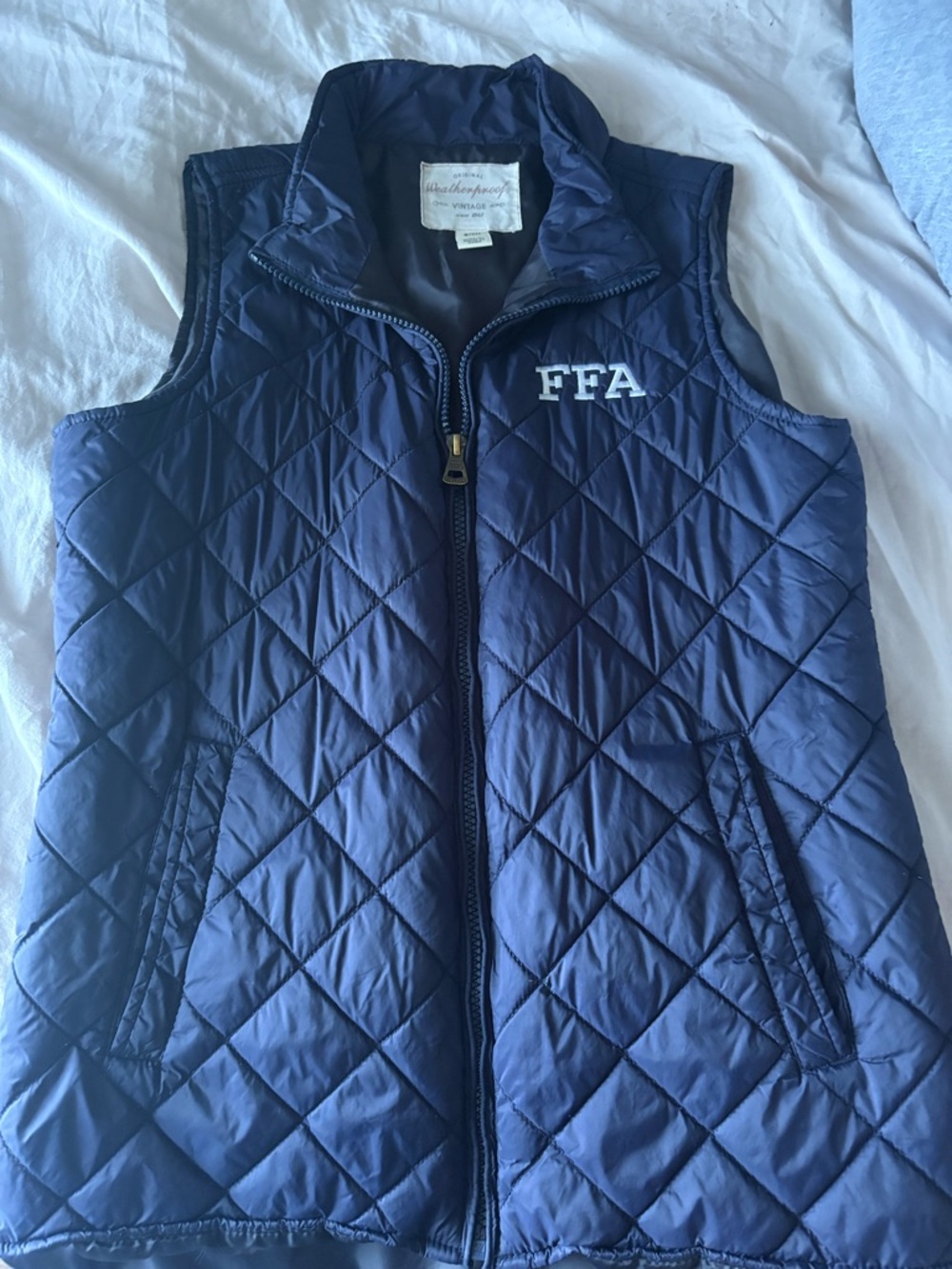Unbranded Navy Quilted FFA Vest - Sleeveless Zip Front